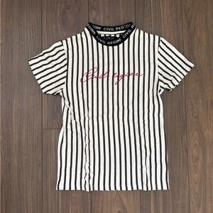 Civil Regime Black and White Striped Men's Tee